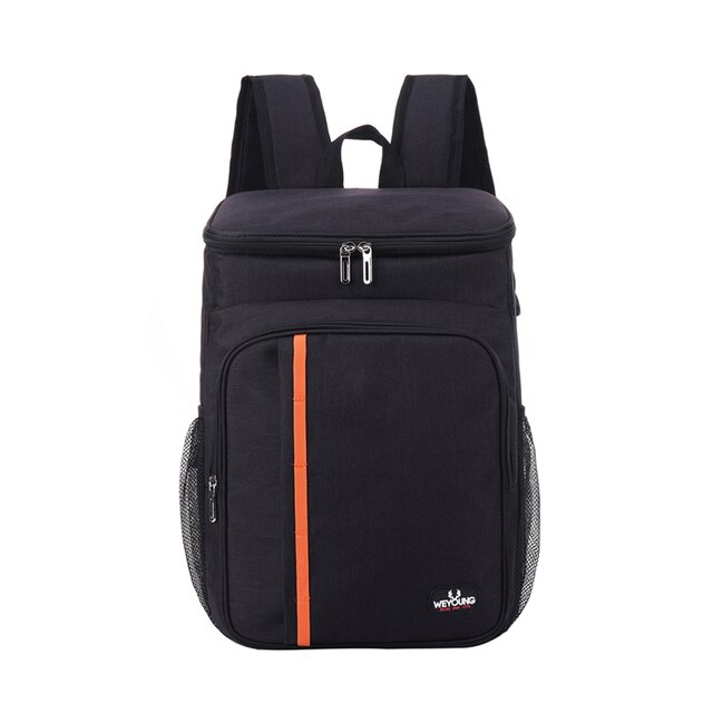 18l #39 -rucksack mit großem fassungsvermögen, isoliert, auslaufsicher, thermotasche für mittagessen, picknick, speisen und getränke, reisetaschen: Schwarz