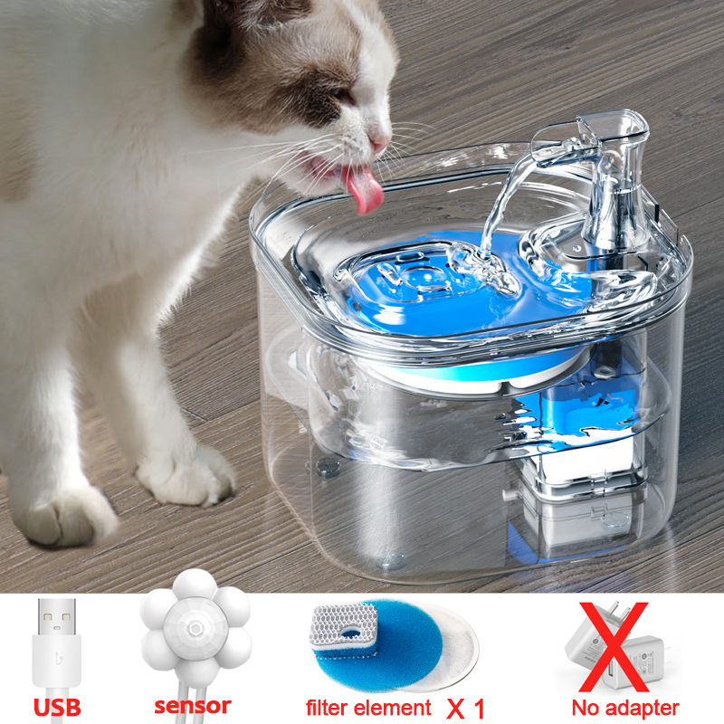 Fuente de agua inteligente para gatos, dispensador de agua con filtro automático, alimentador, Sensor de movimiento, tazón de acero inoxidable para mascotas: B-FilterX1 sensorX1