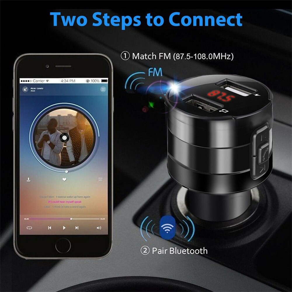 Wireless Bluetooth Car FM Transmitter MP3 Stereo Music Player AUX Radio Adapter Dual USB Charger Handsfree Car Kit