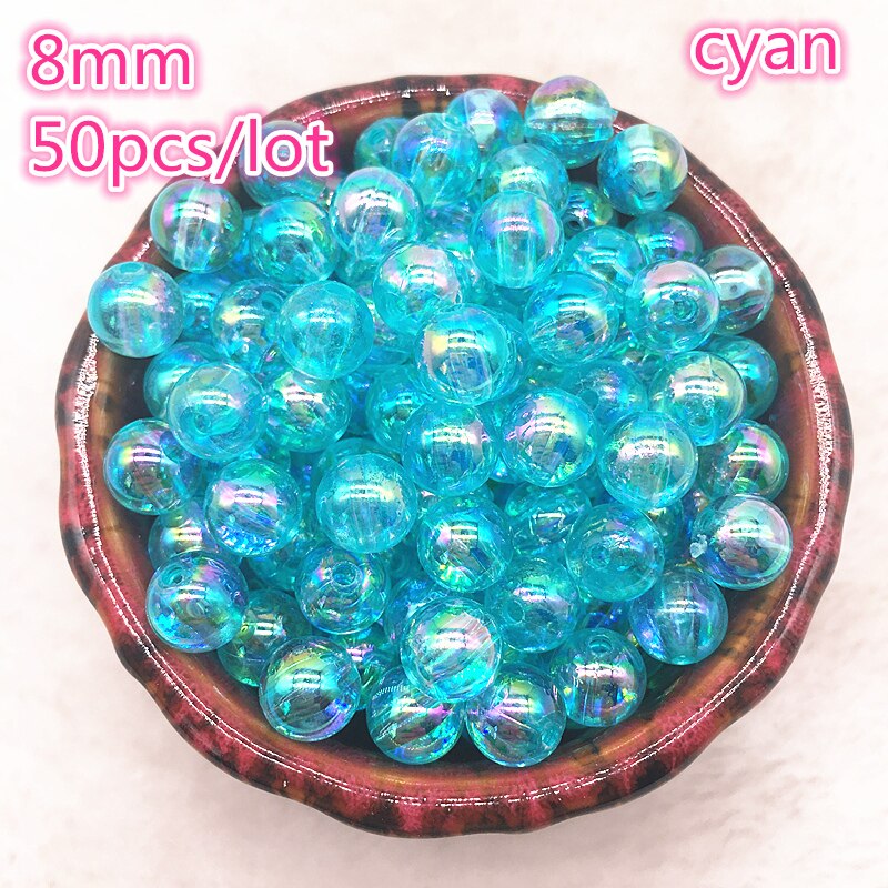 50 stuks 8mm AB Kleur Ronde Acryl Kraal Losse Spacer Kralen Voor Sieraden Maken DIY Armband: 05