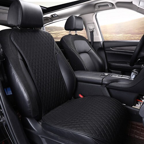 Linen/flax Fabric Car Seat Cover For Kia Rio Front Rear Flax Cushion Breathable Protector Not In Summer M4 X35: black with backrest