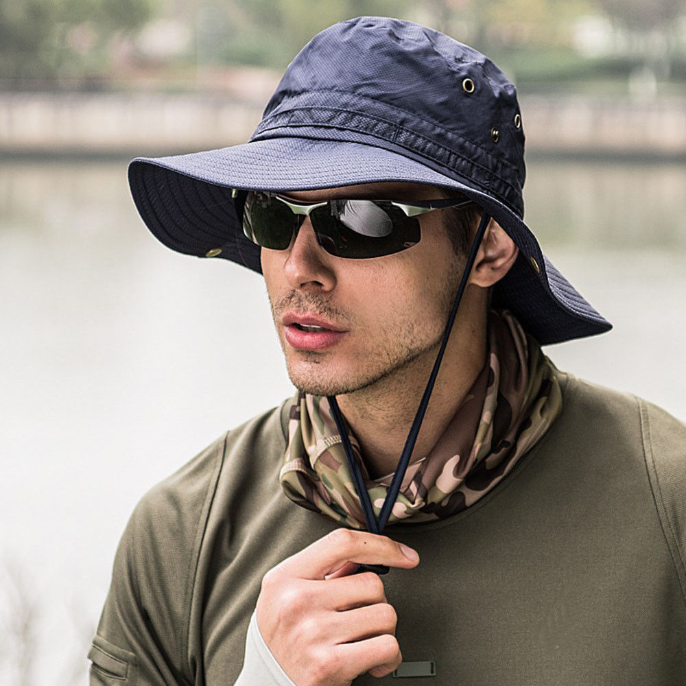 Solhat til mænd kvinder, sommer udendørs solbeskyttelse bred skygge spand hat til safari fiskeri vandring strand golf