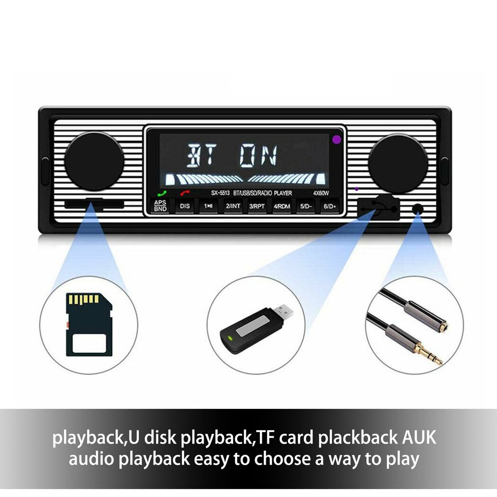 Vintage Auto Bluetooth Fm Radio MP3 Speler Stereo Usb Aux Klassieke Auto Stereo Audio Oled Kleurenscherm Auto Muziek Media speler