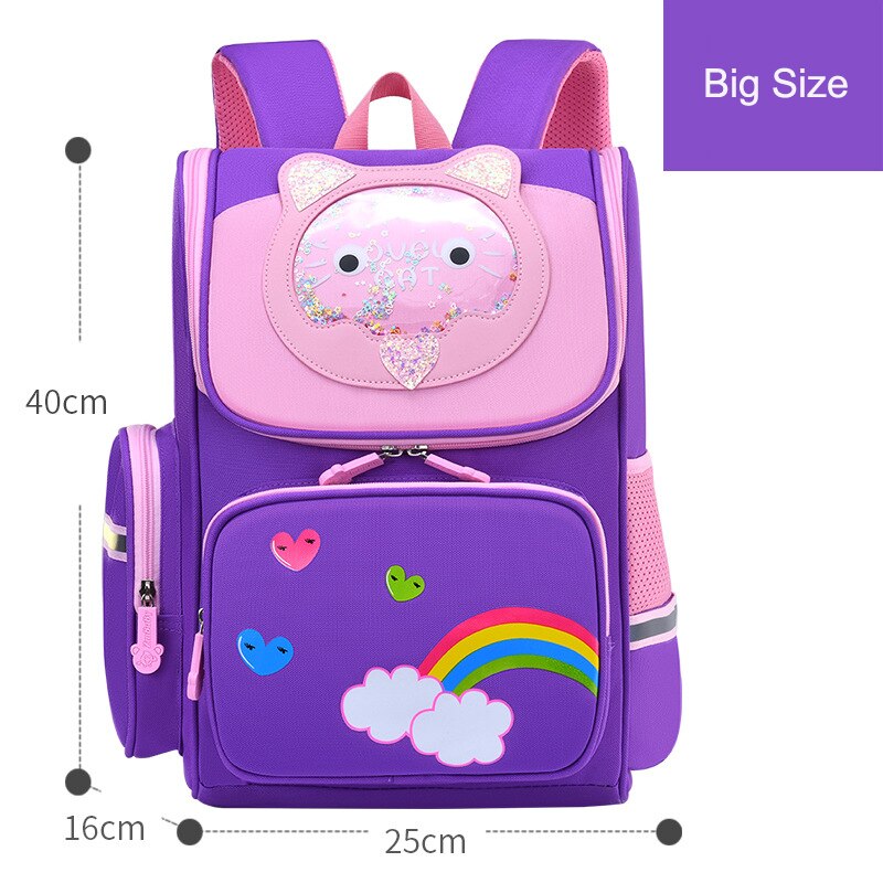 Neue freundlicher Karikatur Rucksäcke Mädchen Schule Taschen 6-12 Jahre freundlicher Nette Rucksack Schul Grundschule Rucksack freundlicher mochila: groß Violett