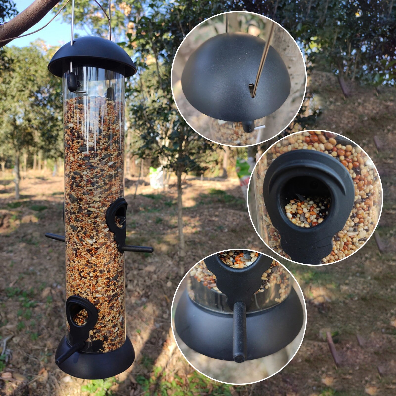 Outdoor Bird Feeder Feed Station Hanging Feeder High Hard Plastic Windproof And Waterproof Bird Feeder Pet Bird Supplies