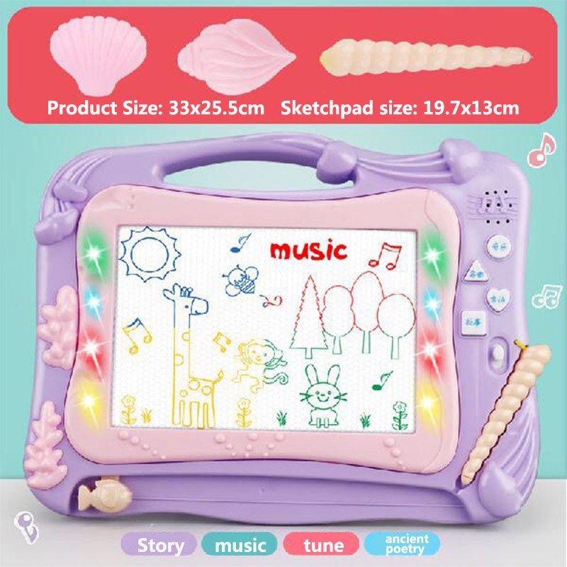 Multi-Function Big Size Painting Graffiti Board Toys ABS Material Magnetic Educational Write&amp;Drawing Board Desk Toy For Children: Large music PO