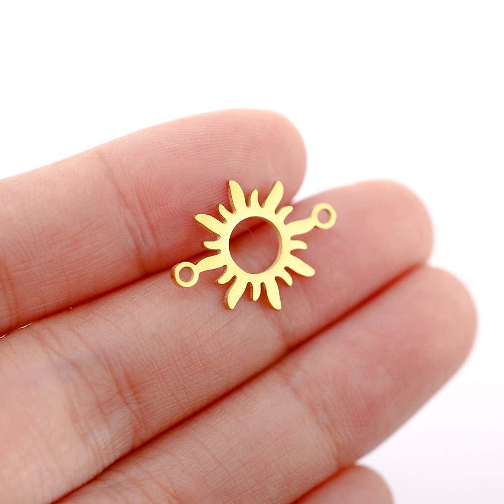 5 unids/lote de colgantes de acero inoxidable con forma de luna/sol/estrella para pulsera, collar, accesorios para hacer joyas DIY hechos a mano: Chapado en platino