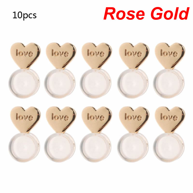 10Pcs Heart Love Magic Earring Lifters Earring Lifts Backs Adjustable Hypoallergenic Earring Nuts Ear Lobe Support: Rose Gold