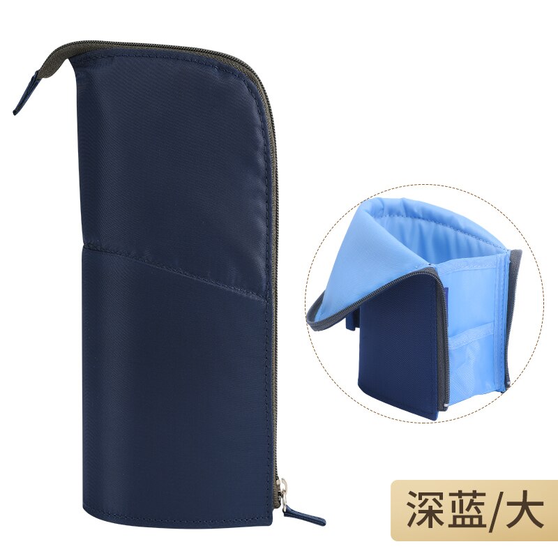 KOKUYO Multifunction High Capacity Deformable Pencil Case Simple Original Vertical Student Stationery Storage Pen Holder: L Dark Blue