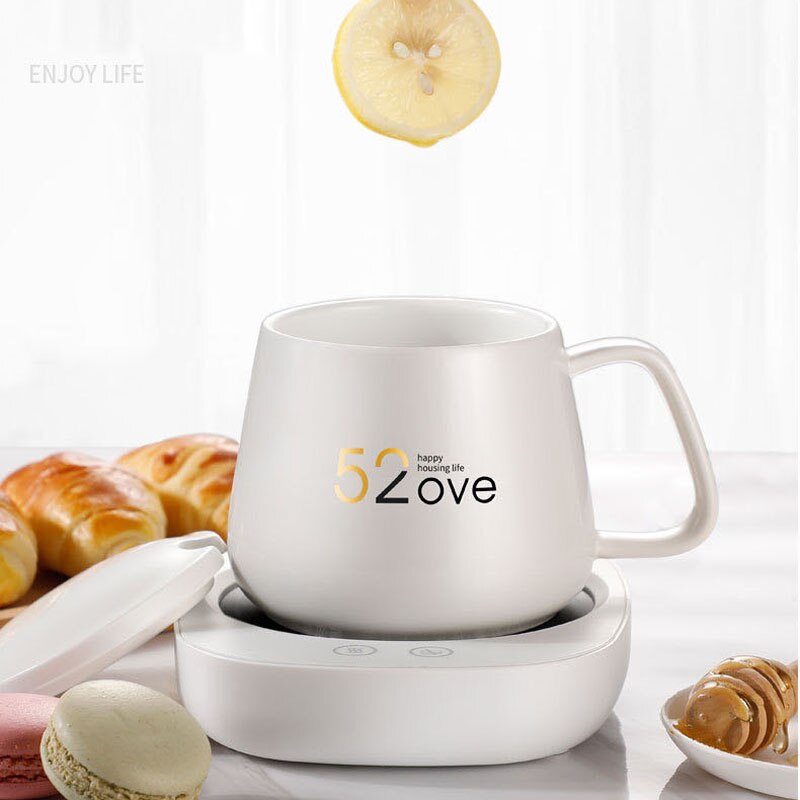 ZK30 Electric Powered Cup Warmer Heating Cup Magnetic Stirring Cup Desktop Heated Mug Plate for Tea Coffee Milk