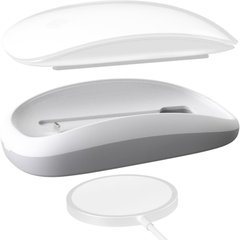 Magic Mouse 2 Grip con soporte de carga inalámbrica, cargador Magic Mouse 2, agarre y Base ergonómicos, accesorios mágicos para Mouse: Blanco