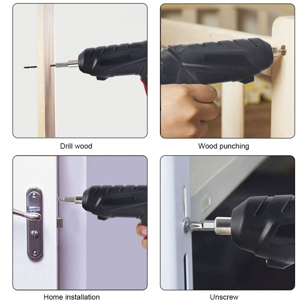 Electric Screwdriver Set with Light Cordless/Storage Box Multi-function Power Drill USB Rechargeable Power Tools with Bits