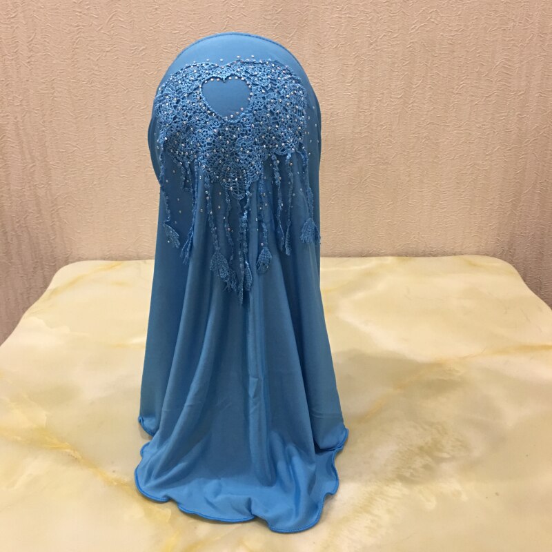H003 fit 2-7 lat mała dziewczynka hidżab kapelusze z koronką muzułmańska chusta islamska chustka na głowę kapelusz amira pull on headwrap