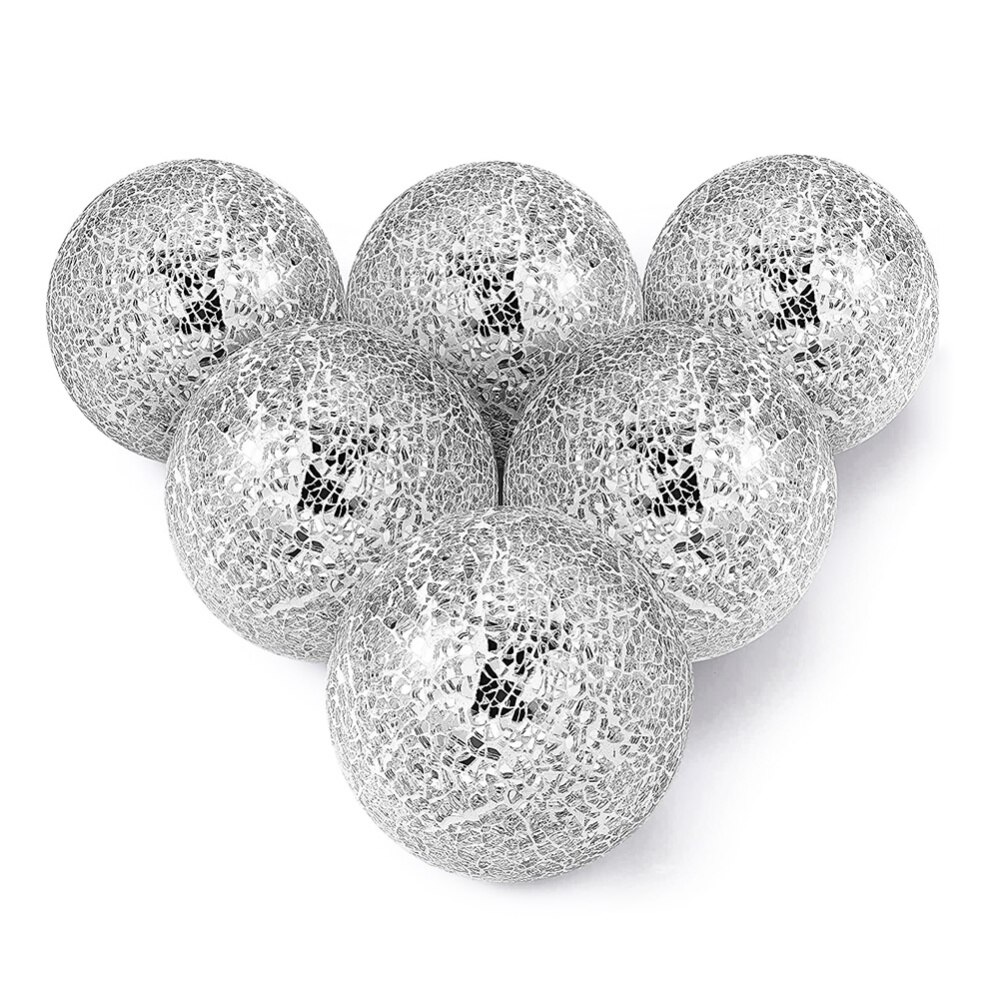 6Stck Mosaik Kugel Kugeln Dekorative Glas Dekorative Kugeln Tabellenmittel Kugeln Runde Glas Ball für Tisch Dekor Neue Stil: W