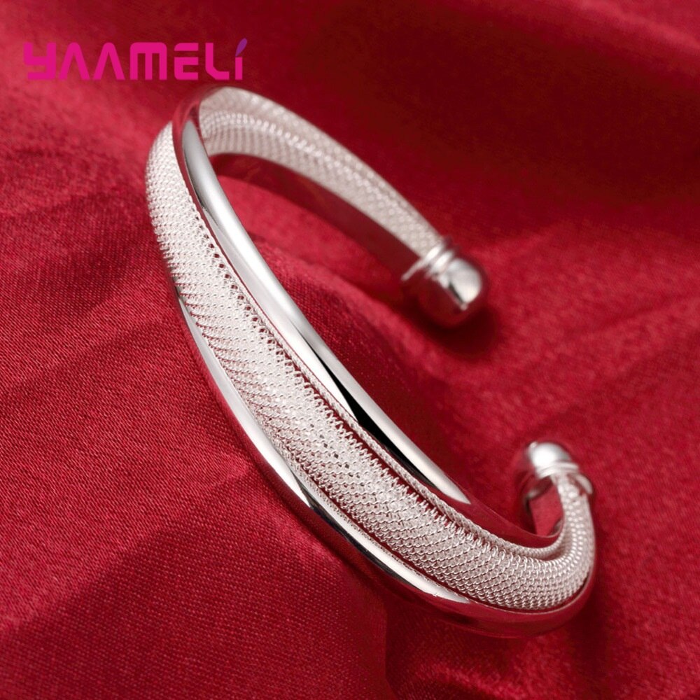 Luxe S925 en argent Sterling ouverture manchette bracelets Bracelet pour les femmes bijoux réglable anniversaire