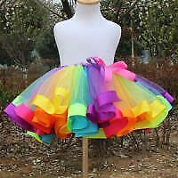 Crianças crianças meninas arco-íris princesa cor saia tule tutu festa mini vestido