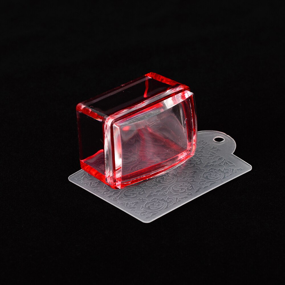 1 einstellen Französisch Nagel Stempel Mit Schaber Runde Silikon transparent Weichen Kopf Nagel Kunst Stempel Polnischen drucken Transfer Werkzeuge GL621: 622 rot