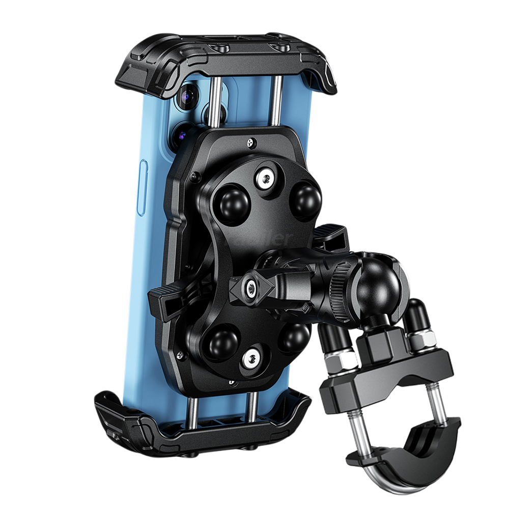 Motorcycle Phone Mount Holder Vibration Dampener Secure Lock Bike Handlebar Phone Mount for 16/15/ 14/13 Pro Max 5.4-7.2" Phones: Yellow