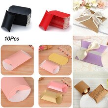 10 unids/lote caja con forma de almohada caja de dulces para regalar caja para recuerdo de de boda cartón de decoración/PVC/marrón Kraft