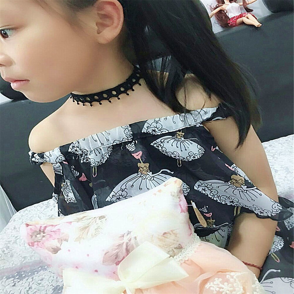 WANGAIYAO Children's Girl Necklace Black Multilayer Lace Velvet Choker Clavicle Collar Decorative Chain Elastic Knit Choker