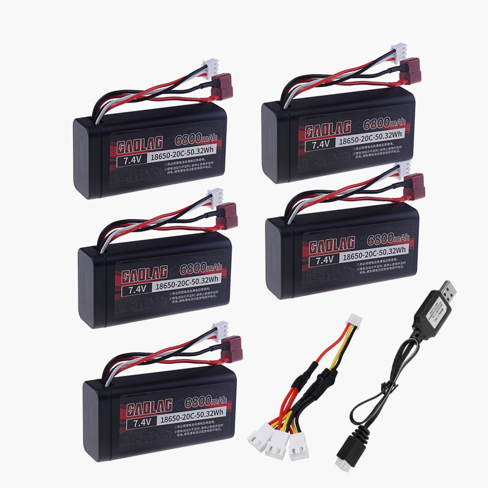 7,4 V 6800 mAh 18650 Lipo-Akku für Wltoys 12428 104009 12423 10428 12429 12401 12402 12402A RC Auto Ersatzteile 2s 7,4 V Bateria: Burgunderrot