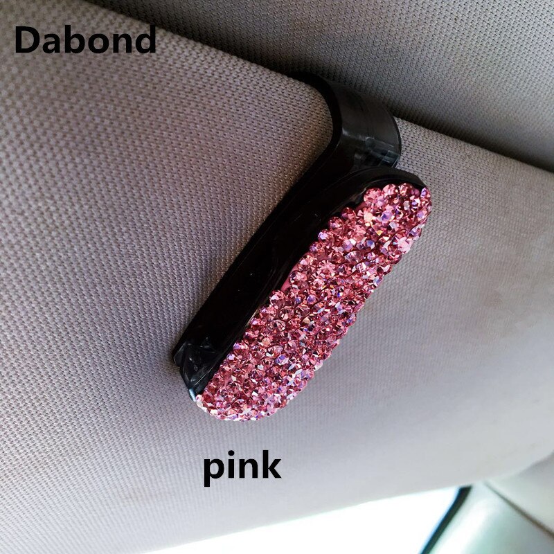 Bilfordon solskydd solglasögon glasögon glasögon korthållare för biltillbehör: Rosa