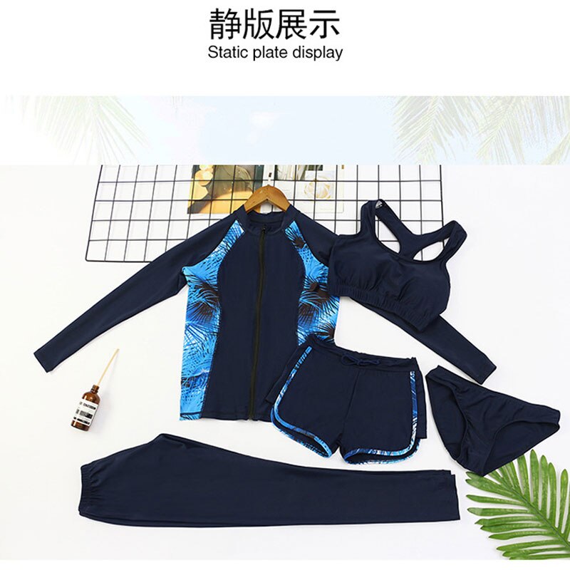 Vrouwen 5Pcs Rashguards Full Body Duik Surf Swim Suit Sport Gym Fitness Jassen Lange Mouw Lange Mouw Basis lagen Wetsuit Zip: PA20030A(1984) / M