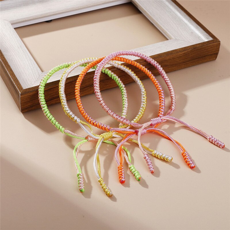 35 farben Tibetischen Buddhistischen Geflochtenen Seil Knoten Armbinde Charme Handgemachte Glück Weben Gewinde Armreifen Für Frauen Männer Modeschmuck