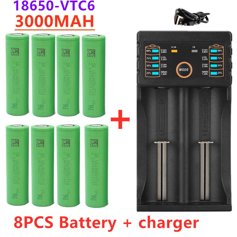 original 3.7 V 3000 MAH 18650 battery for us18650 Sony VTC6 30A toys tools flashlight battery+USB Charger