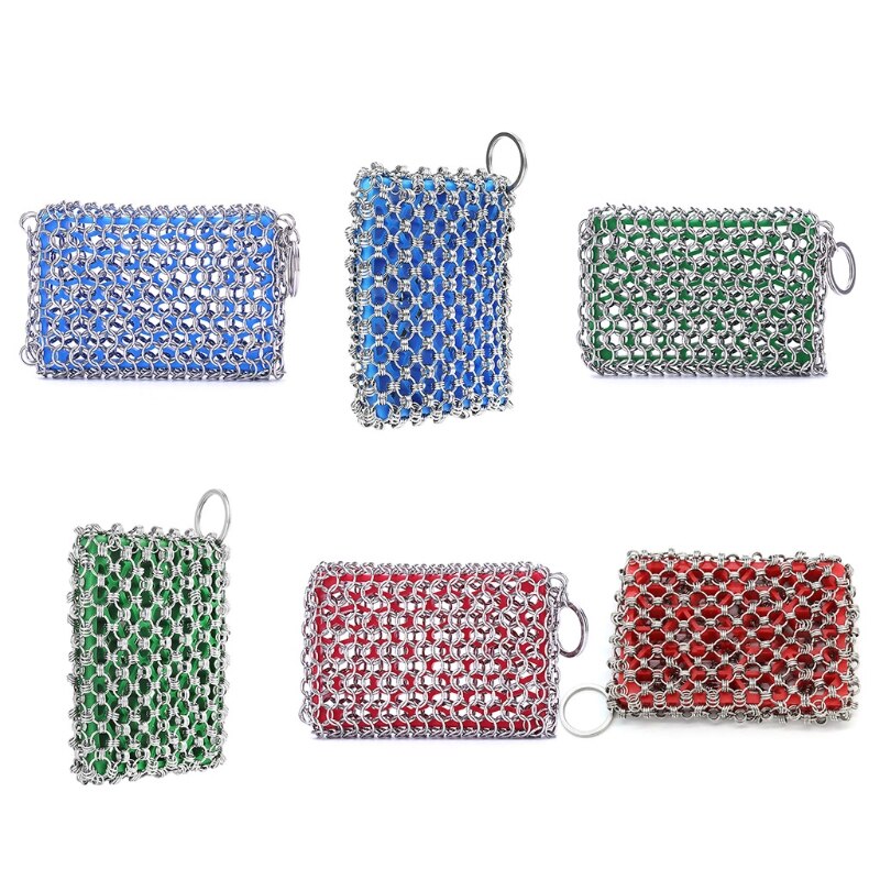 Kitchen Accessories Cast Iron Stainless Steel Cleaner Chainmail Scrubber For Skillet Wok Pot Pan Pre-seasoned Barbecue