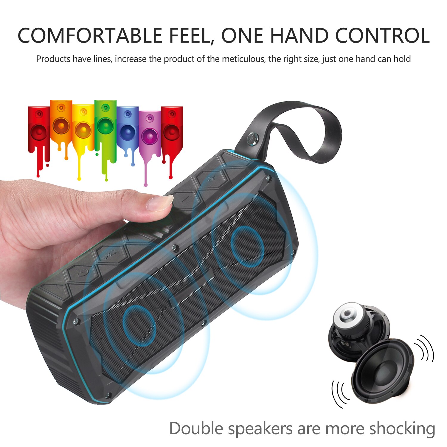 20w tragbare bluetooth-lautsprecher für den außenbereich, wasserdicht,  ip66 powerbank-lautsprecher, kabelloser stereo-sound, musik-player, unterstützung für tf-karte, aux