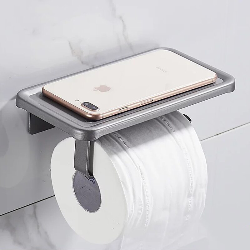 Gunmetal Grijs Badkamer Accessoire Set Ruimte Aluminium Metal Handdoekhouder Rack Bar Plank Papier Houder Tandenborstelhouder: paper holder B