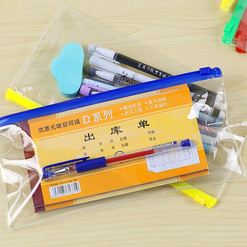 20Pcs Bestand Houder Transparant Plastic Informatie Tas A5 Rits Grote Capaciteit Boek Tas A4 Briefpapier Student Office Bestand Zak