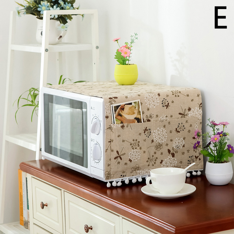 Dustproof Microwave Cover Simple Microwave Oven Hood Oil Dust Cover with Storage Bag Kitchen Accessories Supplies Home Decor: E