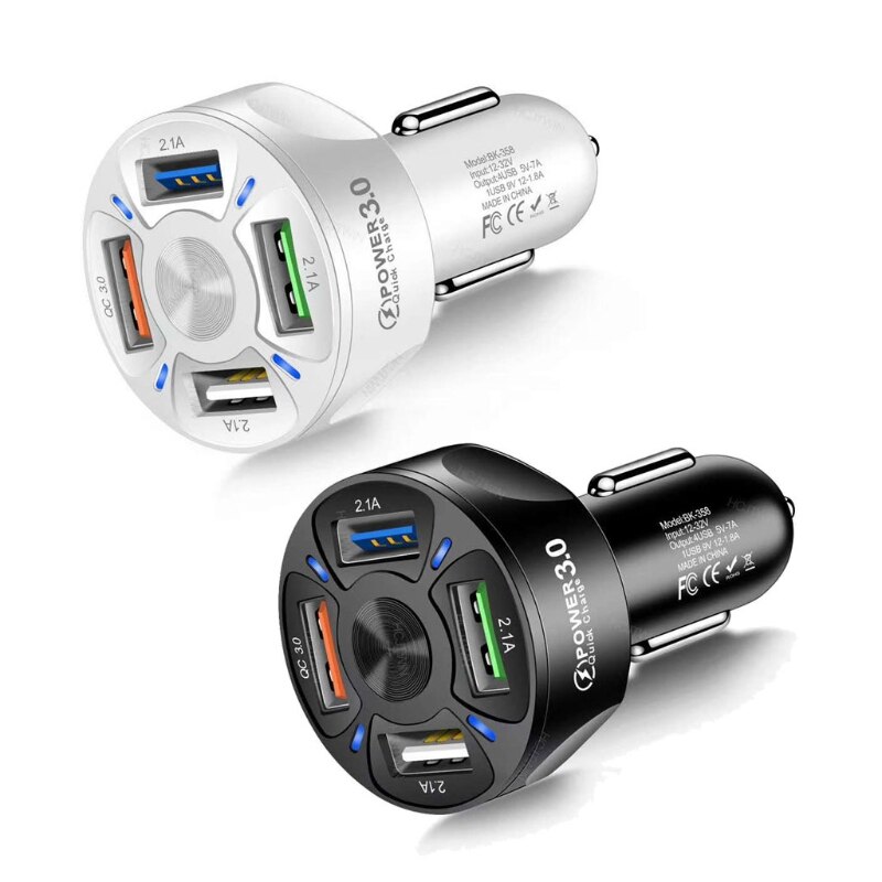 4 Poorten 4 Usb Car Charger Quick Charge 3.0 Universele Snel Opladen In Auto 4 Port Mobiele Telefoon Oplader