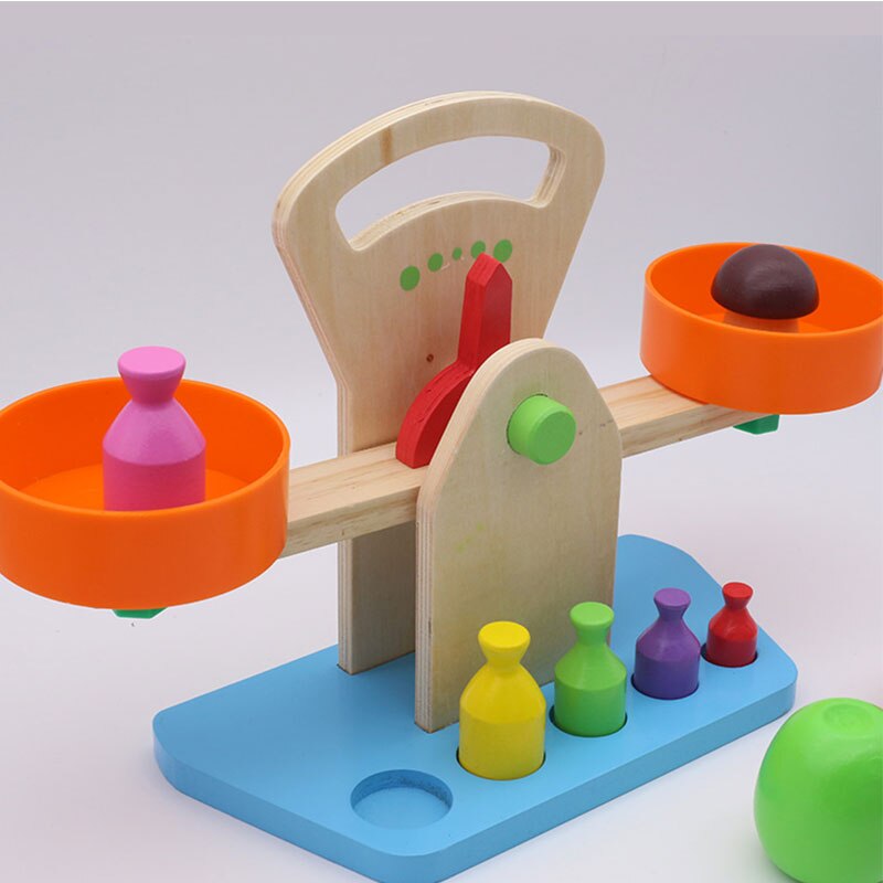 Wooden Children's Simulation Balance Scales Board Game Hands-on Teaching Educational Toys Teaching Supplies