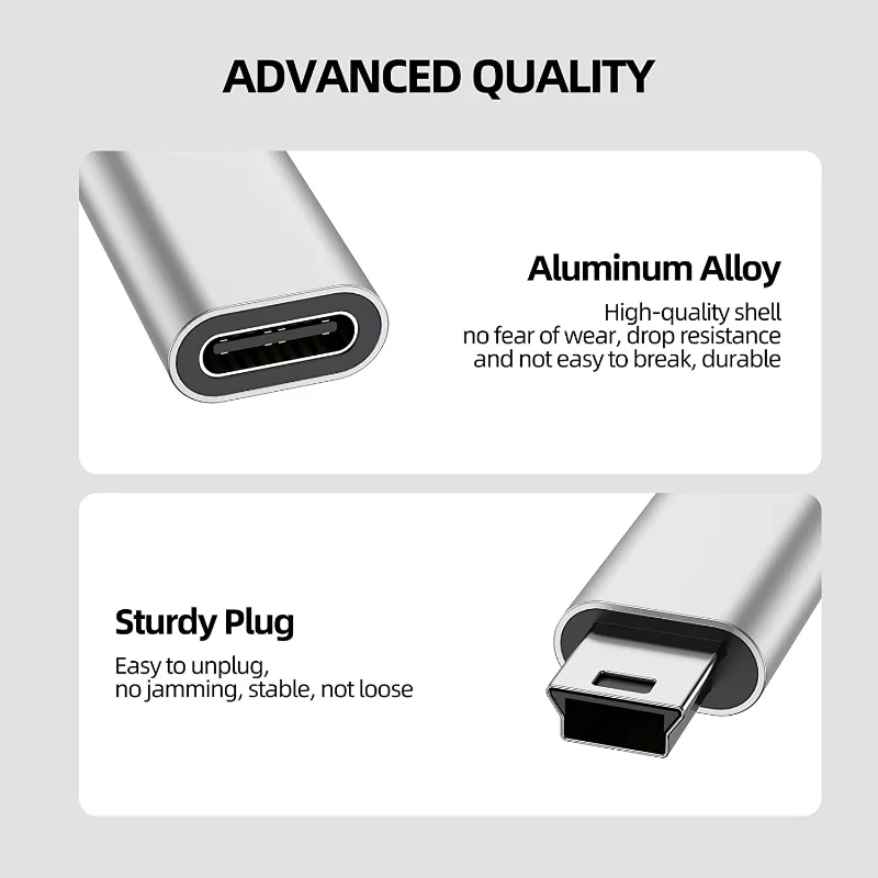 1-3 sztuki Adapter Mini USB męski na żeński typu C do smartfonów z systemem Android Tablet Złącze adaptera USB typu C na Mini USB