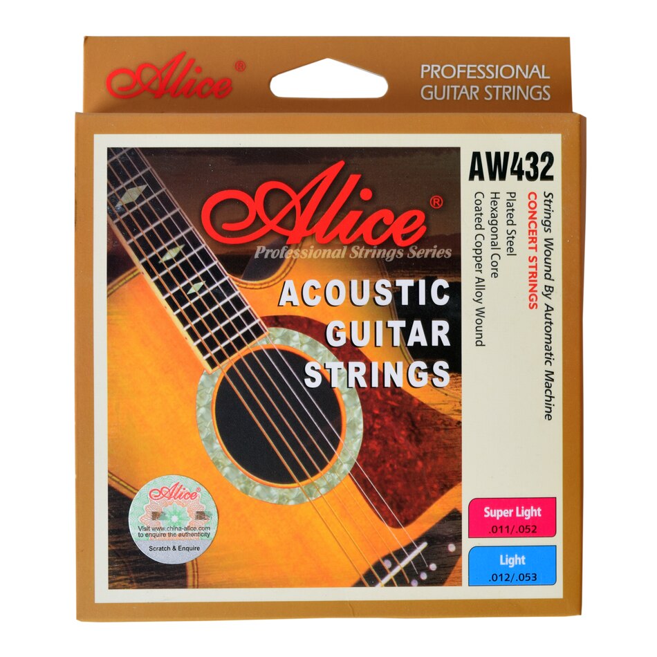 Corde per chitarra acustica Alice AW432 1 impostato 011-052, 012-053 parti di Guitarra antiruggine avvolte in lega di rame super leggera