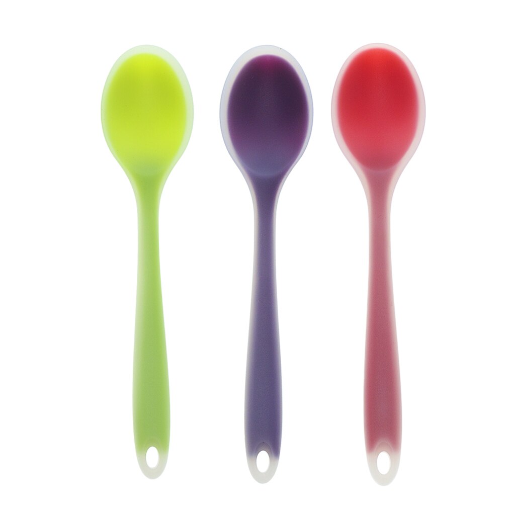 3 stücke halb-transparent Silikon Löffel Suppe Löffel Kaffee Milch Teelöffel