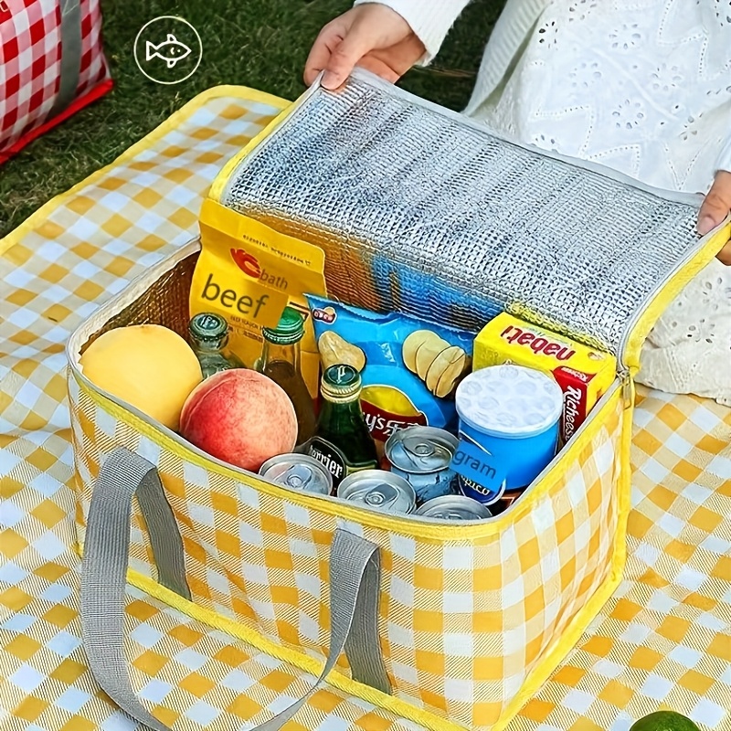 Large Capacity Insulated Picnic Basket-Foldable Outdoor Refrigerated Bag with Thick Aluminum Foil Lining and Multi Layer
