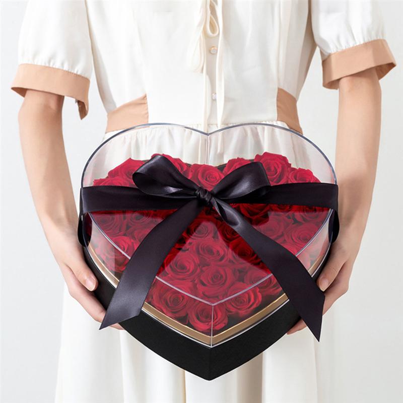 Flower Box Heart Shaped Flower Packing Box Acrylic Flower Box Heart Shaped Packing Box Flower Arrangement Container