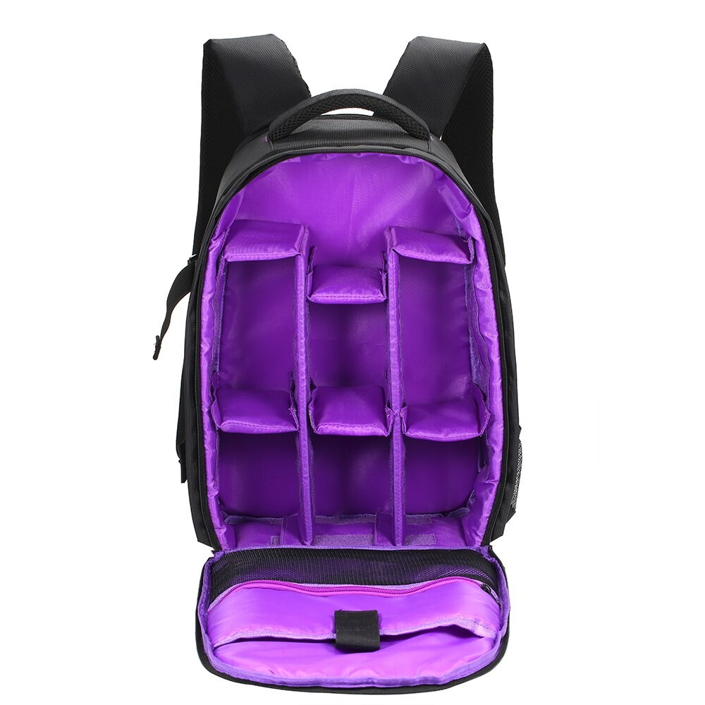 Andoer Outdoor Wear-resisting DSLR Camera Bag Video Backpack Water-resistant Multi-functional Breathable Photograph Camera Bags: PURPLE