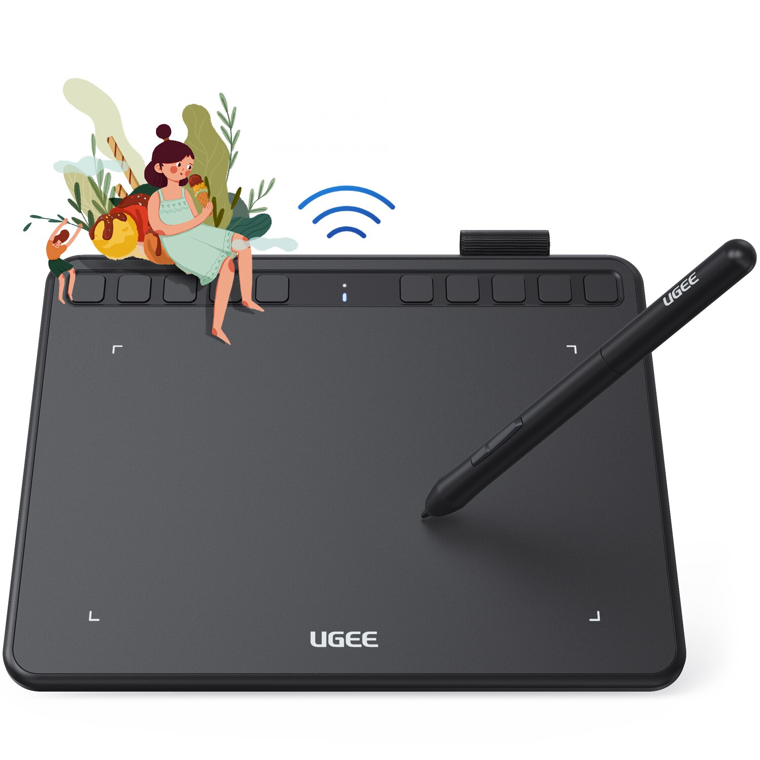 UGEE – tablette graphique sans fil S640/S640W, 8192 niveaux, 5080LPI, avec stylet numérique, sans batterie, pour MAC/Android/Windows: S640W Wireless