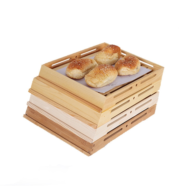 Rechthoekige Houten Lade Brood Display Cake Bakplaat Gebak Dessert Plaat