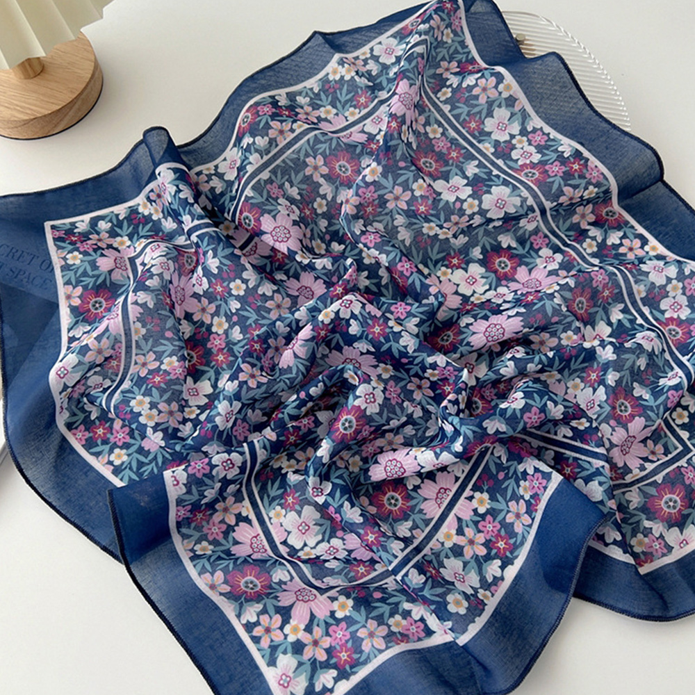 Châle Carré en Coton et Lin pour Femme, Écharpe Douce, Hijabs, Bandanas, Protection Solaire, Foulard de Tête, 55cm