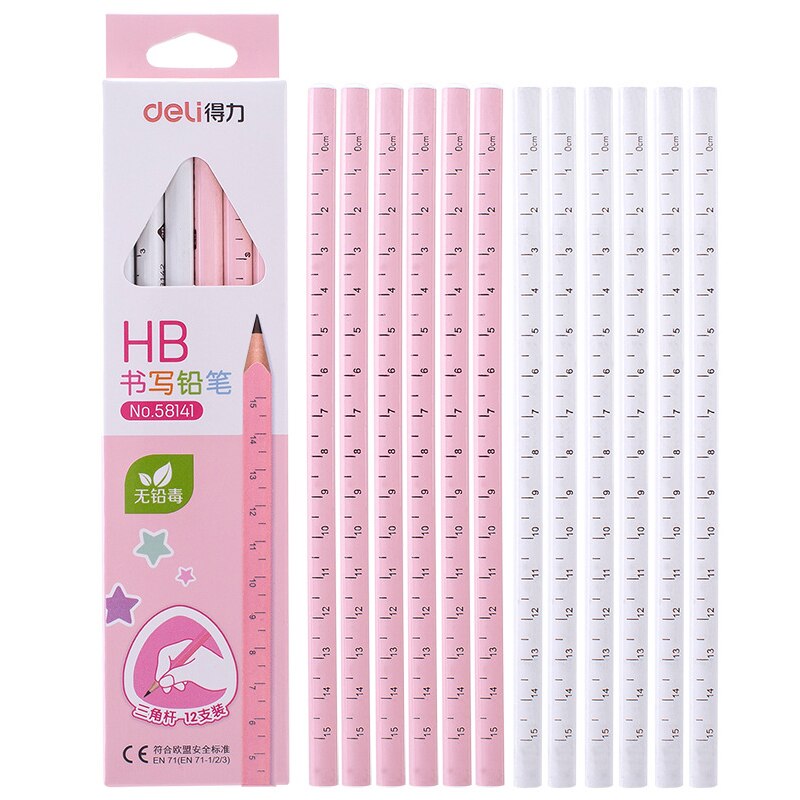 12 Pencils Deli Easy Grip Triangle Pen Pencil 2B/HB Primary School Children Stationery Wooden Lead Pencils School Supplies
