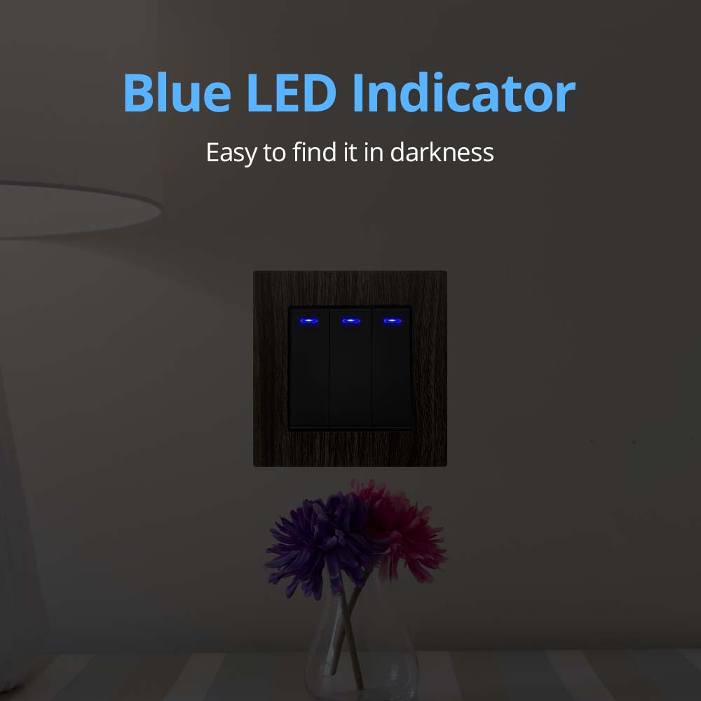 Wallpad Trestruktur Veggkontakt - 1/2/3 Gang 2 Veis Lysbryter med LED Dimmer & USB EU Stikkontakt - 146x86mm