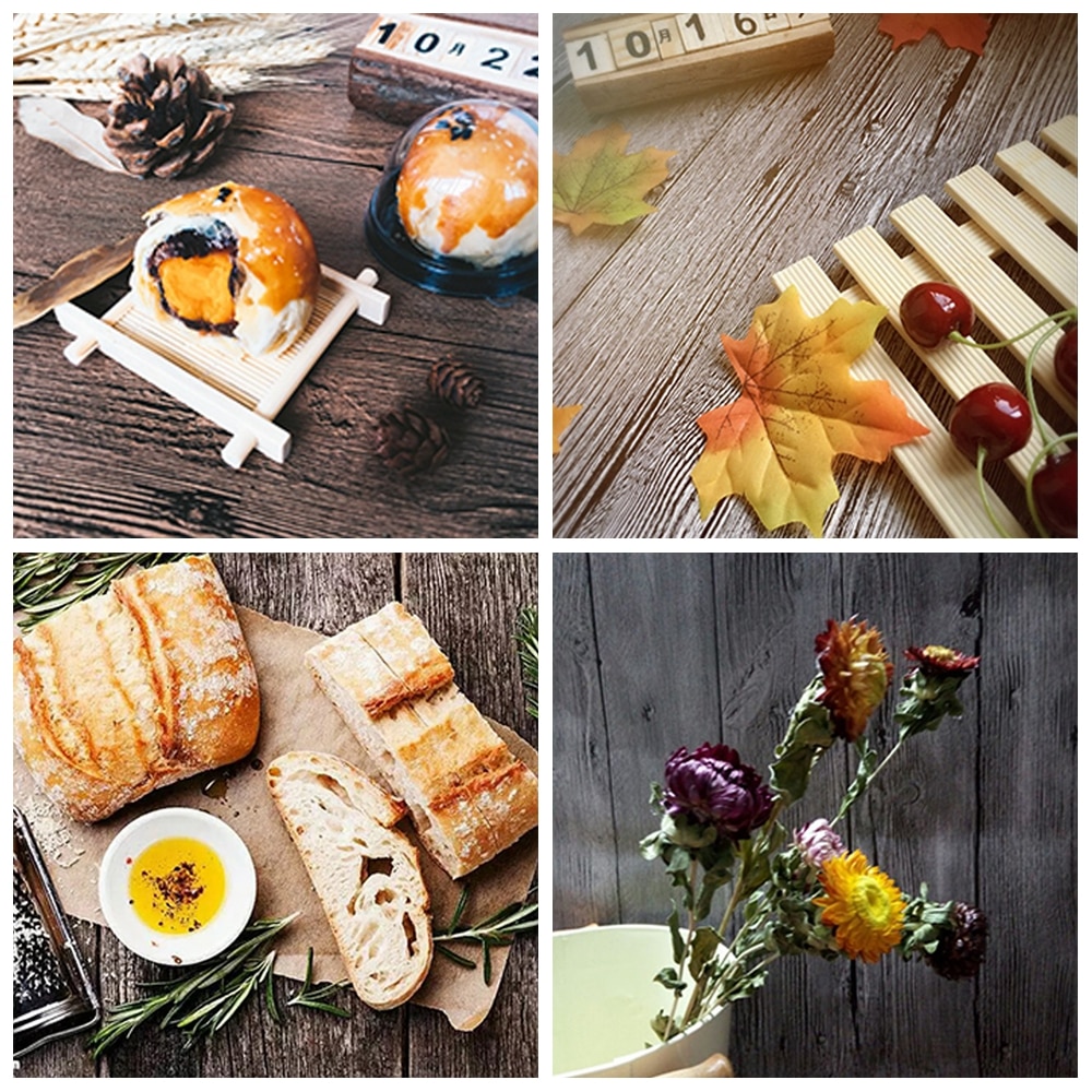 50x50/50x100cm Retro Wood Grain Backdrop Food Coffee Photography Background Texture Studio Video Photo Backdrop Props Decoration