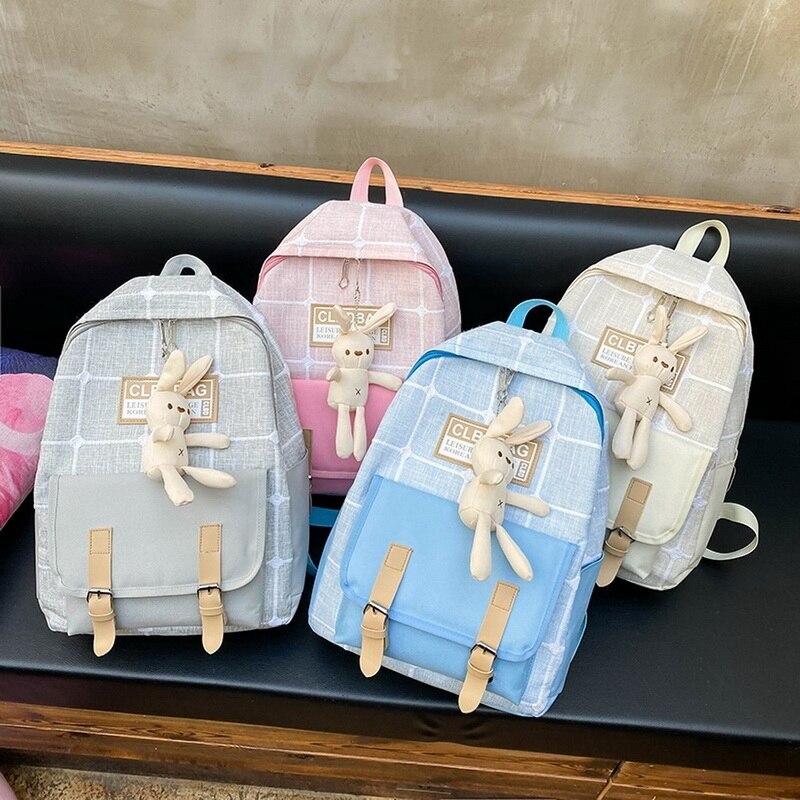 3 pièces/ensemble fille collège sac d'école décontracté nouvelles femmes sac à dos rayé livre Packbags pour adolescent voyage épaule sac à dos