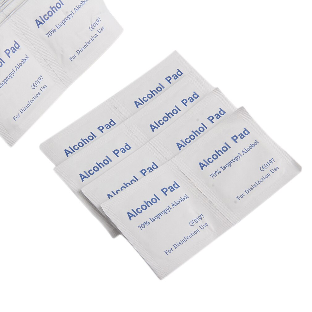 100Pcs/Box Alcohol Wipe Pad Swab Sachet Tool Cleaner Skin Cleanning Non-Woven Fabric Paper